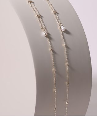 Corrente para Óculos Dourado com Pérolas em Promoção