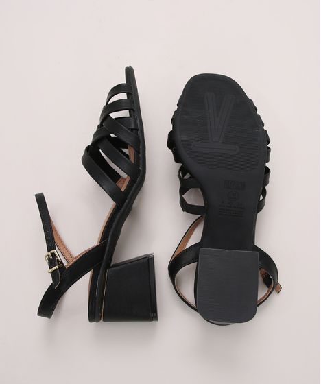 sandália vizzano tiras cruzadas preta