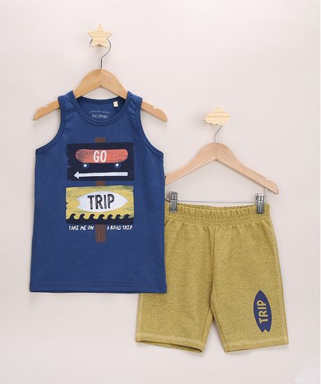 Conjunto-Infantil-de-Regata-Verde---Bermuda-em-Moletom-Mostarda-9967972-Mostarda_1