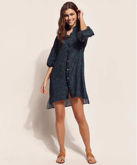 Vestido-Chemise-Feminino-Ostra-Brasil-Curto-Estampado-Folha-Manga-Bufante-Azul-Petroleo-9963001-Azul_Petroleo_1