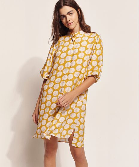 Vestido-Chemise-Feminino-Ostra-Brasil-Curto-Estampado-Conchas-Manga-Bufante-Mostarda-9963007-Mostarda_1