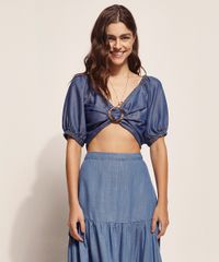 Blusa-Jeans-Feminina-Ostra-Brasil-Cropped-com-Argola-Manga-Bufante-Decote-V-Azul-Medio-9970316-Azul_Medio_1