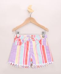 Short-de-Sarja-Infantil-Listrado-com-Pompons-Branco-9965924-Branco_1