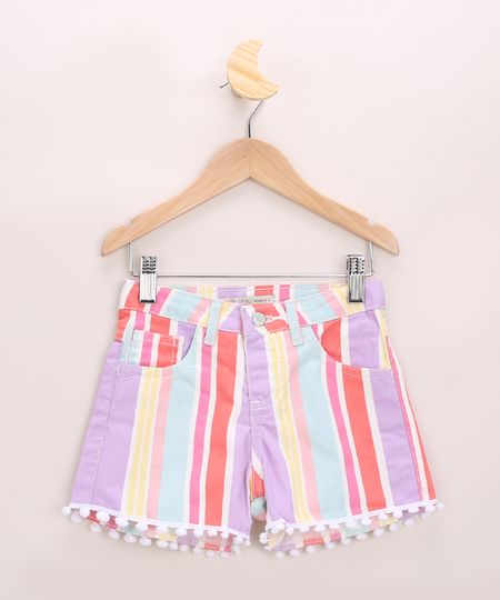 Short-de-Sarja-Infantil-Listrado-com-Pompons-Branco-9965924-Branco_1