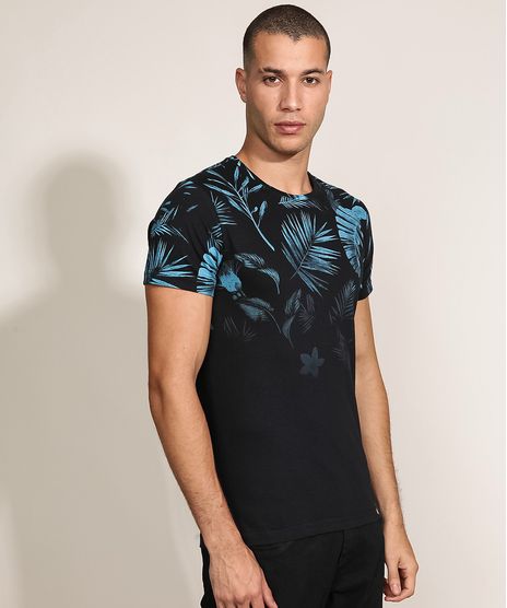 Camiseta-Masculina-Estampada-Folhas-Manga-Curta-Gola-Careca-Preta-9960285-Preto_1