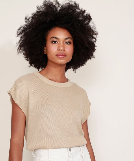 Blusa-Muscle-Tee-de-Trico-Feminina-Mindset-Manga-Curta-Decote-Redondo-Bege-Escuro-9952716-Bege_Escuro_1