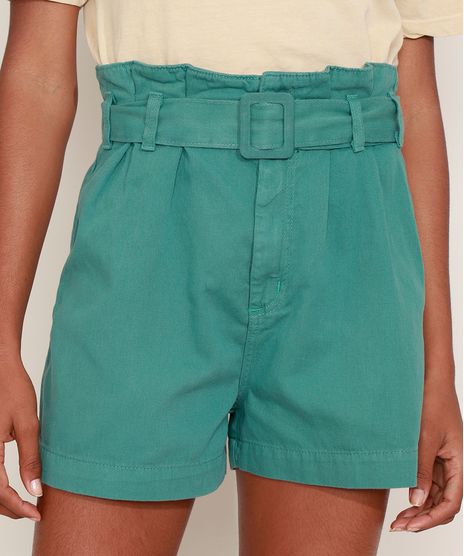 Short-de-Sarja-Feminino-Mindset-Clochard-Cintura-Super-Alta-Alfaiatado-com-Cinto-Verde-Escuro-9964422-Verde_Escuro_1