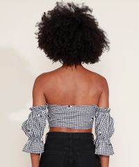 Blusa-Feminina-Mindset-Cropped-Ombro-a-Ombro-Estampada-Xadrez-Vichy-Manga-Bufante-Preta-9974855-Preto_2