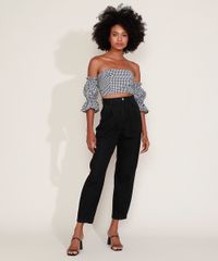 Blusa-Feminina-Mindset-Cropped-Ombro-a-Ombro-Estampada-Xadrez-Vichy-Manga-Bufante-Preta-9974855-Preto_3