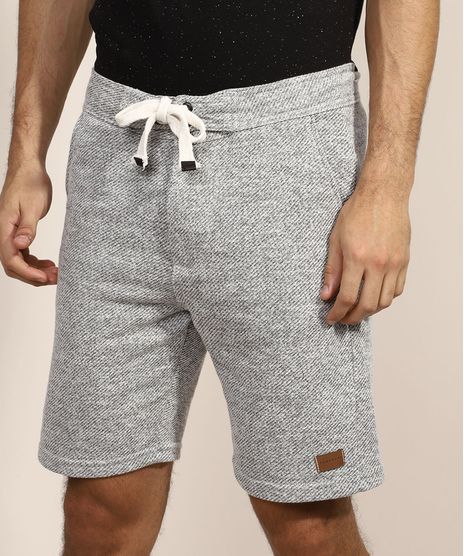 Bermuda-de-Moletom-Masculina-Reta-Texturizado-com-Bolsos-Cinza-Mescla-Claro-9967980-Cinza_Mescla_Claro_1