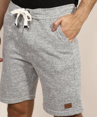 Bermuda-de-Moletom-Masculina-Reta-Texturizado-com-Bolsos-Cinza-Mescla-Claro-9967980-Cinza_Mescla_Claro_6