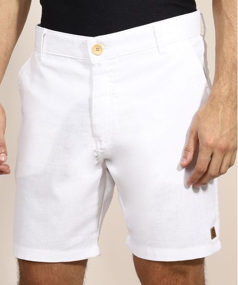 Bermuda-Masculina-de-Sarja-Reta-com-Bolsos-Branco-9970046-Branco_1