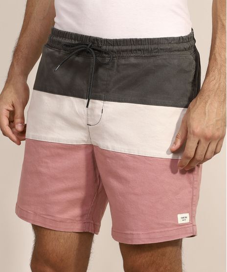 Bermuda-de-Sarja-Masculina-com-Recortes-e-Bolsos-Rosa-9967050-Rosa_1