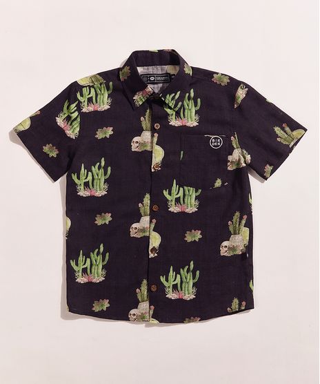 Camisa-Juvenil-Birden-Caveira-e-Cacto-Manga-Curta-com-Bolso-Preta-9969478-Preto_1