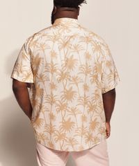 Camisa-Masculina-Plus-Size-Birden-Coqueiros-Manga-Curta-Bege-Claro-9970238-Bege_Claro_2