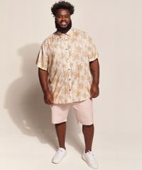 Camisa-Masculina-Plus-Size-Birden-Coqueiros-Manga-Curta-Bege-Claro-9970238-Bege_Claro_3