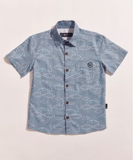 Camisa-Infantil-Birden-Tal-Pai-Tal-Filho-Nuvens-Manga-Curta-com-Bolso-Azul-Claro-9969998-Azul_Claro_1