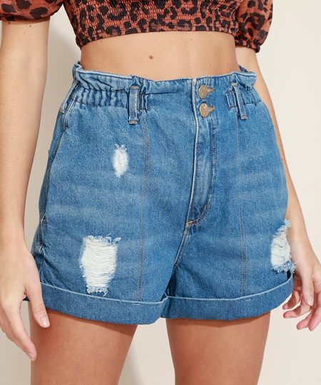 Short-Jeans-Feminino-Hype-Clochard-Destroyed-com-Barra-Dobrada-Azul-Medio-9970329-Azul_Medio_1