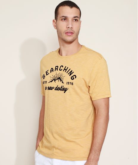 Camiseta-Masculina--Searching--Manga-Curta-Gola-Careca-Amarela-9612098-Amarelo_1_1