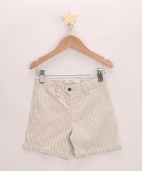 Bermuda-de-Sarja-Infantil-Reta-com-Linho-Listrada-Kaki-9947975-Kaki_1