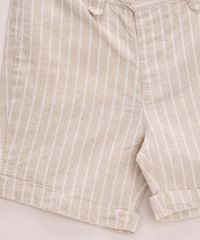 Bermuda-de-Sarja-Infantil-Reta-com-Linho-Listrada-Kaki-9947975-Kaki_3
