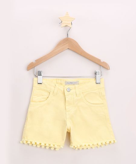Short-de-Sarja-Infantil-com-Pompons-e-Bolsos-Amarelo-9965934-Amarelo_1