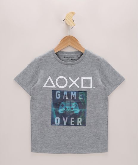 Camiseta-Infantil-Playstation-Manga-Curta-Gola-Careca-Cinza-Mescla-Claro-9947541-Cinza_Mescla_Claro_1