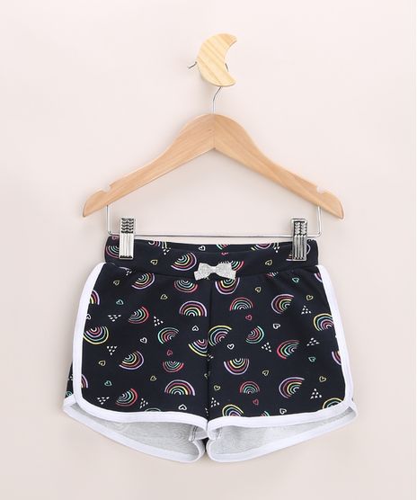 Short-de-Moletom-Infantil-Running-Estampado-de-Arco-Iris-Azul-Marinho-9966731-Azul_Marinho_1
