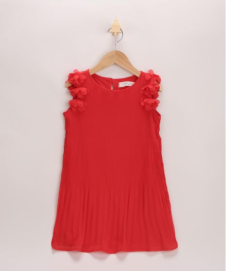 Vestido-Infantil-Plissado-com-Flores-Vermelho-9953833-Vermelho_1