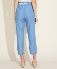 Calca-Jeans-Feminina-Clochard-Cintura-Alta-com-Cordao-para-Amarracao-Azul-Medio-9971160-Azul_Medio_2