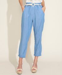 Calca-Jeans-Feminina-Clochard-Cintura-Alta-com-Cordao-para-Amarracao-Azul-Medio-9971160-Azul_Medio_5