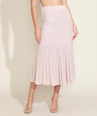 Saia-Feminina-Midi-de-Trico-Plissado-Bege-Claro-9976052-Bege_Claro_1