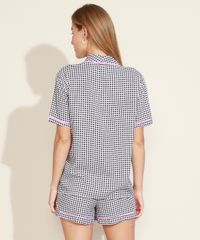 Pijama-Feminino-Camisa-Estampado-Xadrez-com-Vies-Contrastante-Manga-Curta-Preta-9970114-Preto_2