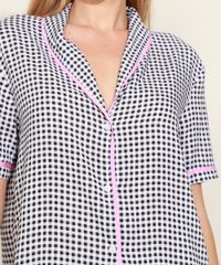 Pijama-Feminino-Camisa-Estampado-Xadrez-com-Vies-Contrastante-Manga-Curta-Preta-9970114-Preto_4