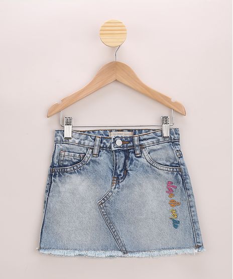 Saia-Jeans-Infantil-Feline-com-Bordado-Barra-Desfiada-Azul-Medio-9972334-Azul_Medio_1