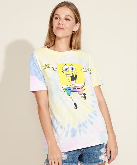 Blusa-Feminina-Bob-Esponja-Estampada-Tie-Dye-Manga-Curta-Decote-Redondo-Multicor-9968820-Multicor_1