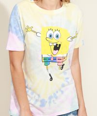Blusa-Feminina-Bob-Esponja-Estampada-Tie-Dye-Manga-Curta-Decote-Redondo-Multicor-9968820-Multicor_5