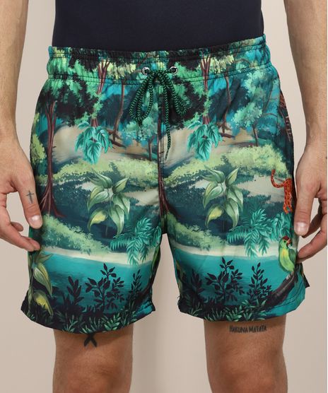 Short-Masculino-Estampado-de-Floresta-com-Cordao-e-Bolsos-Verde-9967270-Verde_1