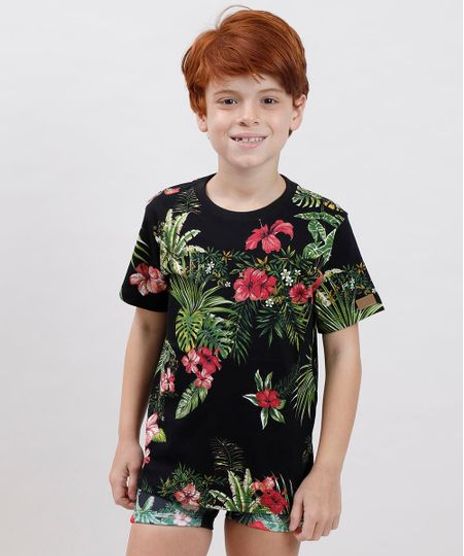 Camiseta-Infantil-Blueman-Tal-Pai-Tal-Filho-Estampada-Tropical-Manga-Curta-Gola-Careca-Preta-9719640-Preto_1