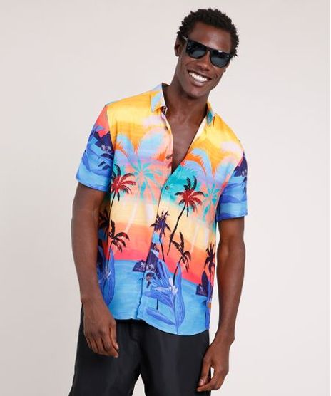Camisa-Masculina-Blueman-Tradicional-Estampada-Poente-Tropical-Manga-Curta-Azul-9727430-Azul_1