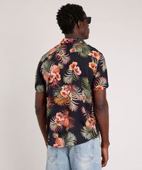 Camisa-Masculina-Blueman-Tradicional-Estampada-de-Passaros-e-Folhagens-Manga-Curta-Preto-9727433-Preto_2