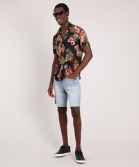 Camisa-Masculina-Blueman-Tradicional-Estampada-de-Passaros-e-Folhagens-Manga-Curta-Preto-9727433-Preto_3