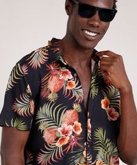 Camisa-Masculina-Blueman-Tradicional-Estampada-de-Passaros-e-Folhagens-Manga-Curta-Preto-9727433-Preto_4