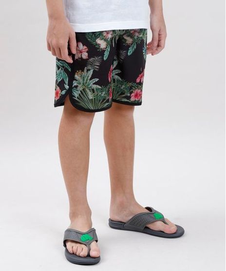 Bermuda-Surf-Infantil-Blueman-Estampada-Folhagem-Tropical-com-Bolso-Preta-9713851-Preto_1