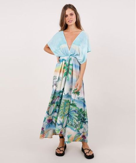 Vestido-Feminino-Blueman-Longo-Assimetrico-Estampado-Paraiso-Manga-Curta-Verde-Agua-9679064-Verde_Agua_1