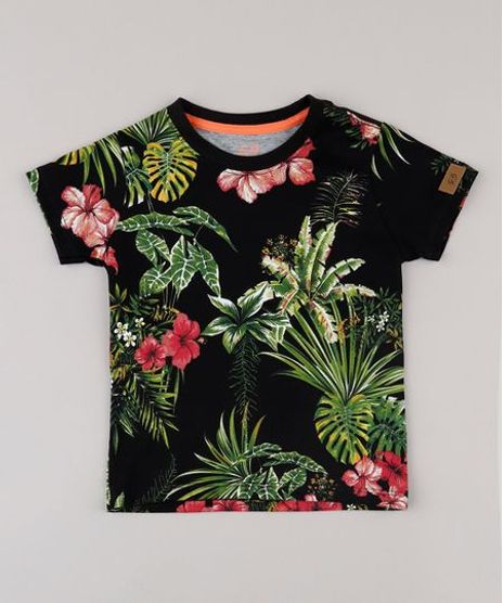 Camiseta-Infantil-Blueman-Tal-Pai-Tal-Filho-Folhagem-Tropical-Manga-Curta-Preto-9719997-Preto_1