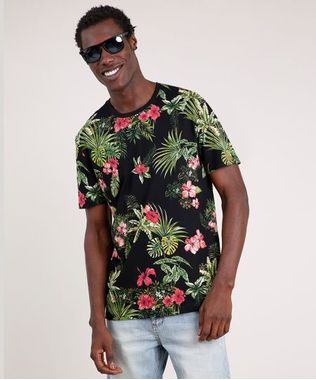 Camiseta-Masculina-Blueman-Tal-Pai-Tal-Filho-Folhagem-Tropical-Manga-Curta-Gola-Careca-Preto-9702026-Preto_1