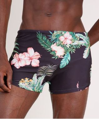 Sunga-Masculina-Blueman-Tradicional-Tal-Pai-Tal-Filho-Estampada-de-Folhagem-Tropical-Protecao-UV50--Preto-9724337-Preto_1