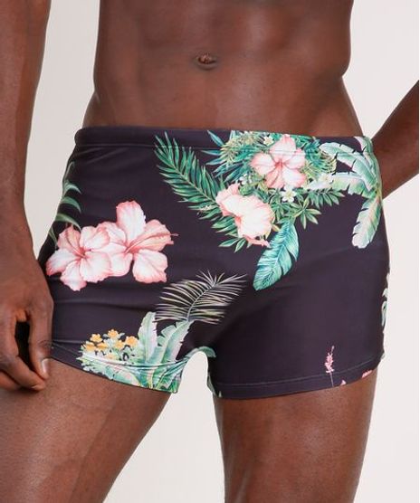Sunga-Masculina-Blueman-Tradicional-Tal-Pai-Tal-Filho-Estampada-de-Folhagem-Tropical-Protecao-UV50--Preto-9724337-Preto_1