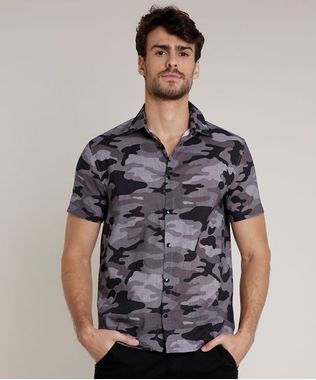 Camisa-Masculina-Triya-Tradicional-Estampada-Camuflada-Manga-Curta-Chumbo-9727429-Chumbo_1